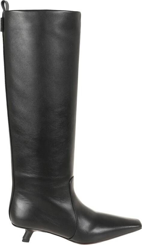 BRUNELLO CUCINELLI Zwarte Leren Enkellaarzen Elegante Stijl Black Dames