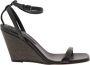 BRUNELLO CUCINELLI Zwarte leren sleehak sandalen met Monili-ketting Black Dames - Thumbnail 1