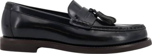 BRUNELLO CUCINELLI Zwarte Loafer Schoenen met Logo Detail Black Dames