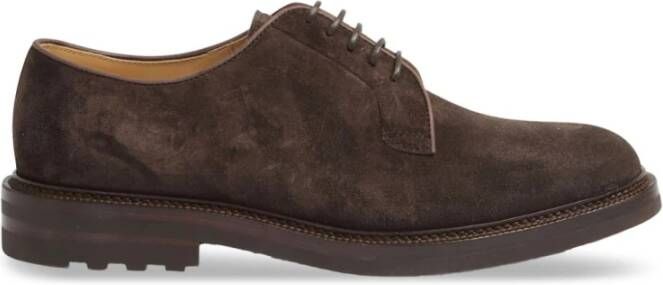 BRUNELLO CUCINELLI Zwarte Veterschoenen voor Mannen Brown Heren