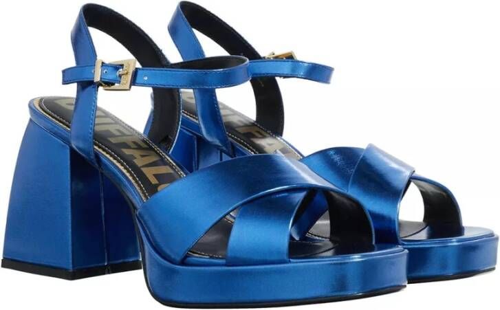 Buffalo Blauwe Metallic Cross Sandalen Blue Dames