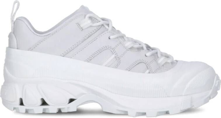 Burberry Witte canvas en leren lage sneakers White Dames