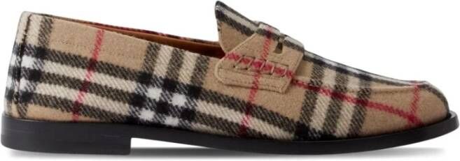 Burberry Check Motif Wool Felt Mocassin Multicolor