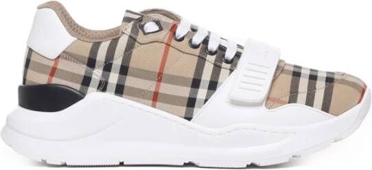 Burberry Beige Sneakers met Vintage Check Patroon Beige Heren