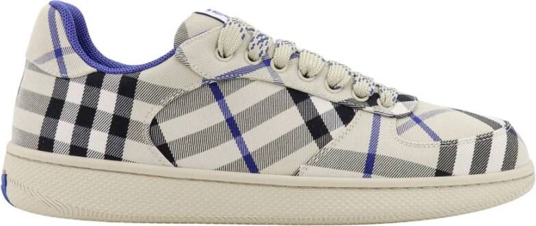 Burberry Beige Sneakers Veters Rubberen Zool Multicolor Heren