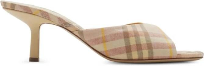 Burberry Check Teacup Hak Sandaal Beige Dames