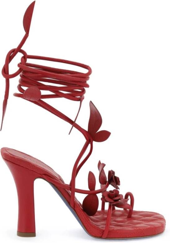 Burberry Flora Leren Sandalen met Hoge Hak Red Dames