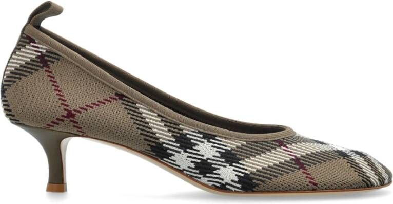 Burberry Asymmetrische Check Pumps met Kitten Heel Multicolor Dames