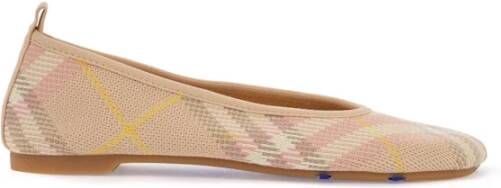 Burberry Geruite Gebreide Ballerina's met Rubberen Zool Beige Dames