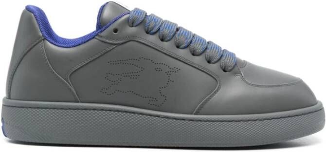 Burberry Grijze Leren Sneakers met Blauw Interieur Gray Heren