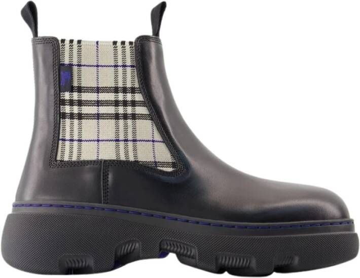 Burberry Boots Creeper Chelsea Low Ankle Boots Leather Black in grijs