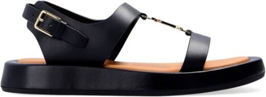 Burberry Lederen sandalen met logo Zwart Dames