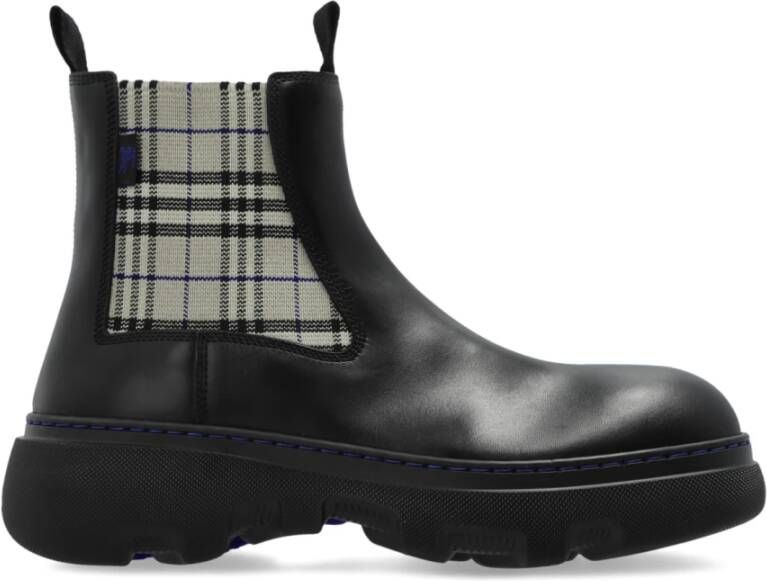 Burberry Leren Chelsea laarzen Creeper Black Dames