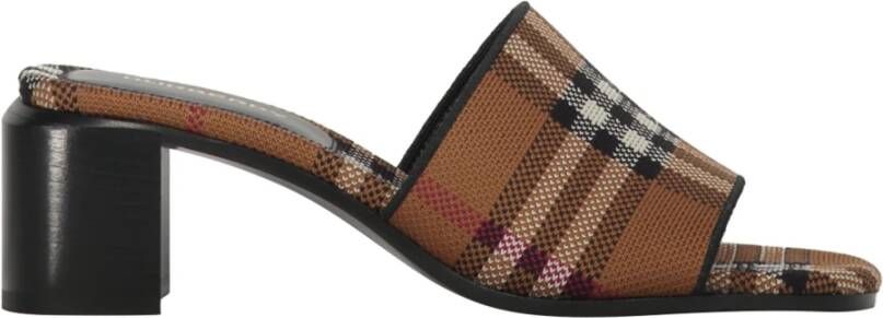 Burberry Leren Muiltjes met Motief Square Neus Multicolor Dames