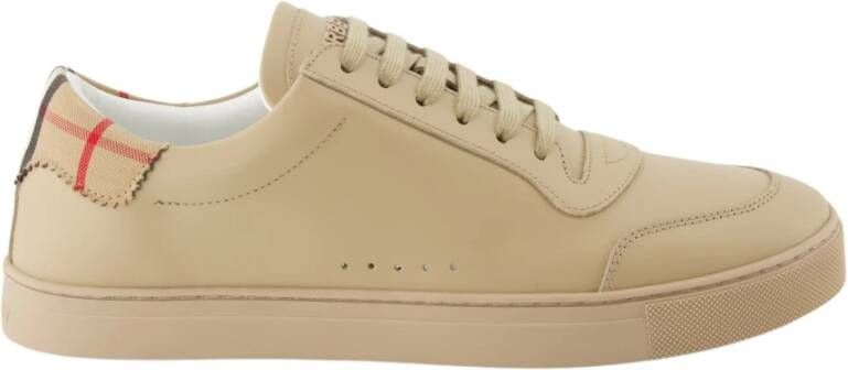 Burberry Leren Sneakers met Vintage Check Print Beige Heren