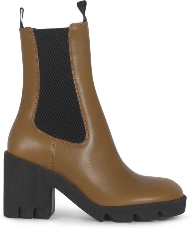 Burberry Premium Chelsea Boots in bruin leer Brown Dames