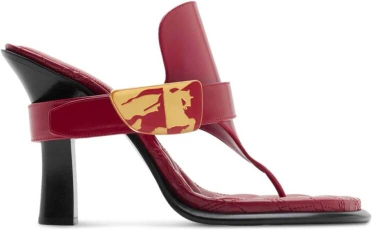 Burberry Rode Leren Gewatteerde Sandalen Red Dames