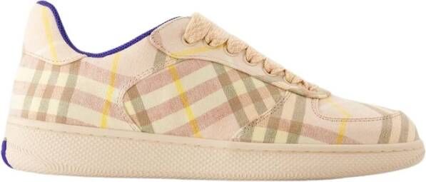 Burberry Roze Linnen Sneakers Terrace Check Pink Dames