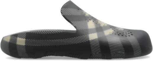 Burberry Rubberen slides met perforatie Black Heren