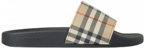 Burberry Tijdloze Check Slides voor modebewuste vrouwen Beige Dames