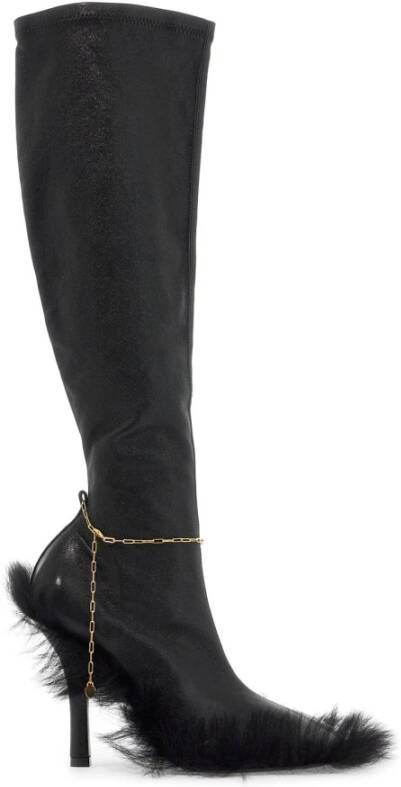 Burberry Slinky Leather High Legging Boots Black Dames