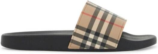 Burberry Tartan Print Rubber Slippers Beige Heren