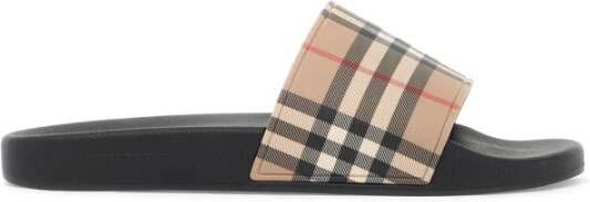 Burberry Tartan Rubber Slides Beige Heren