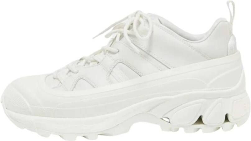 Burberry Witte canvas en leren lage sneakers White Dames