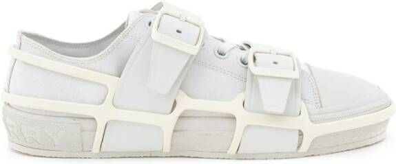 Burberry Witte Canvas Sneaker met Rubberen Zool White Heren