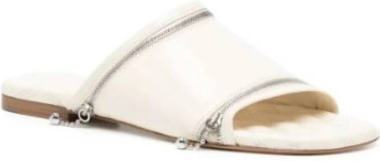 Burberry Witte Leren Ritsdetail Sandalen White Dames