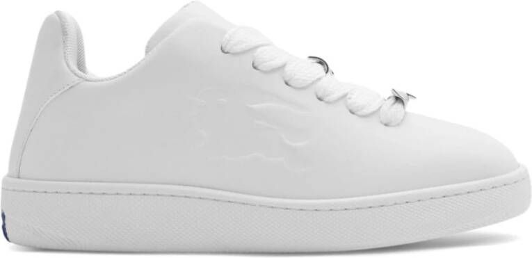 Burberry Witte Leren Sneakers Ronde Neus Vetersluiting White Dames