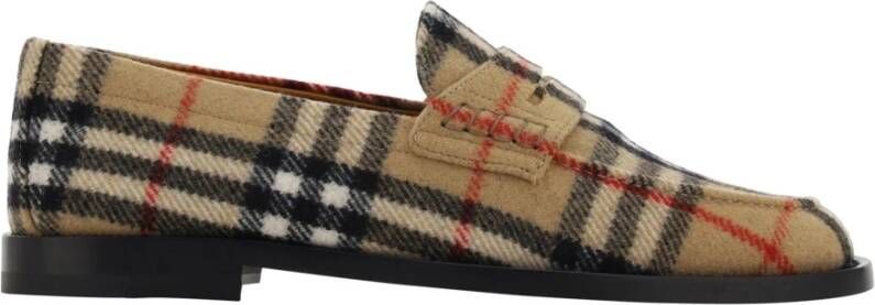 Burberry Check Motif Wool Felt Mocassin Multicolor