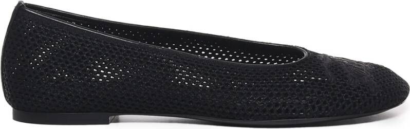 Burberry Zwarte Geperforeerde Ballet Flats Mesh Italië Black Dames