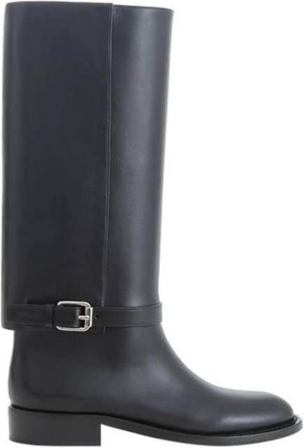 Burberry Zwarte Leren Enkellaars Black Dames