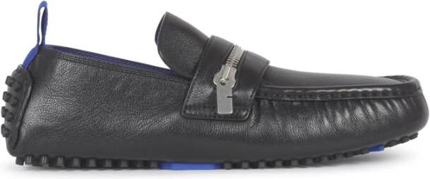 Burberry Zwarte Leren Loafers met B-Cut Rits Black Heren