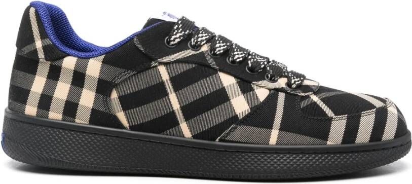 Burberry Zwarte Stoffen Sneakers met Logozool Black Heren