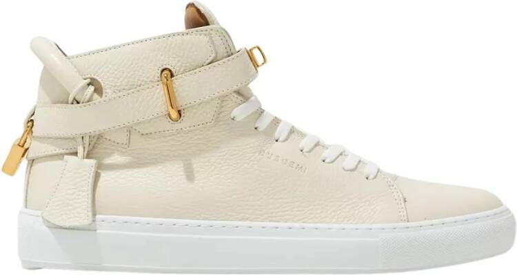 Buscemi Beige leren hoge sneakers met logo Beige Dames