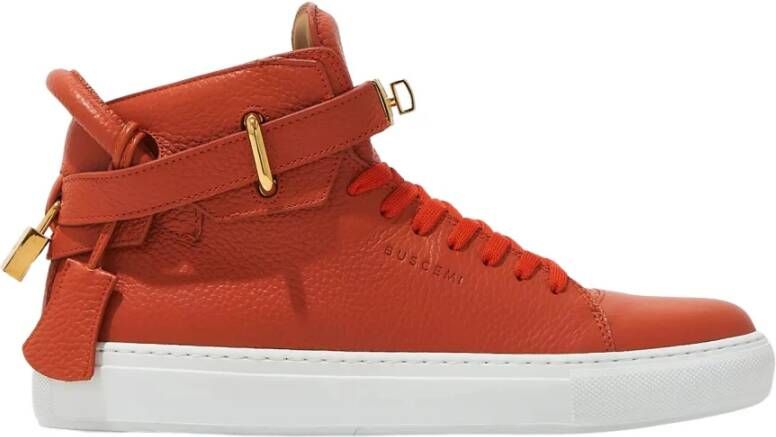 Buscemi Oranje Leren High-Top Sneakers met Logo Orange Dames