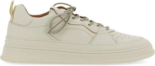 Buttero Leren Sneaker Circle Made in Italy White Heren