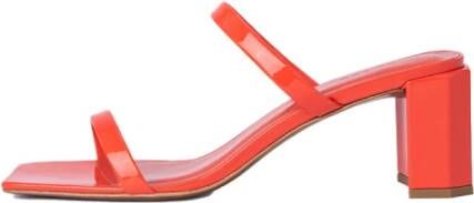 By FAR Rode Lakleren Blokhak Sandalen Orange Dames