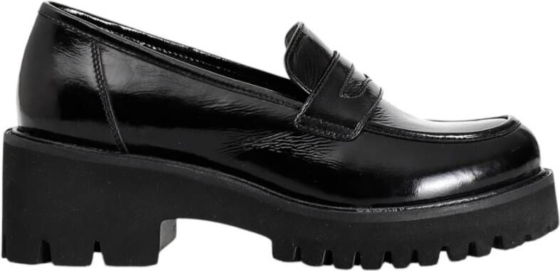 CafèNoir Leren Loafers Black Dames