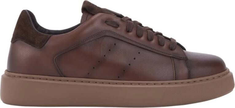 Calce Bruine Sneakers Rubberen Zool Brown Heren