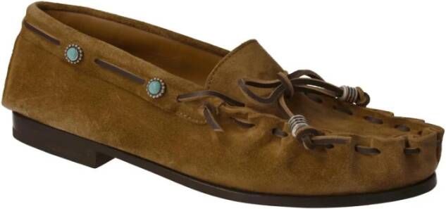 Calce Dames Loafer Kameel Suède Studs Brown Dames