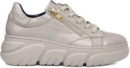 Callaghan Dames sneakers in lak met veters en rits Beige Dames