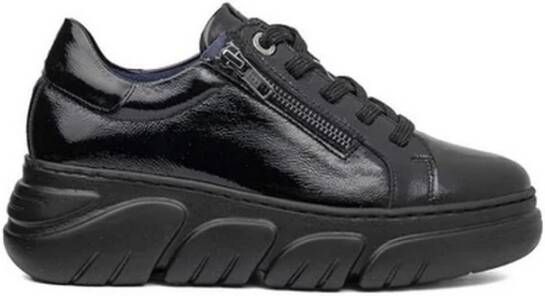 Callaghan Glanzende sneakers met veters en rits Black Dames