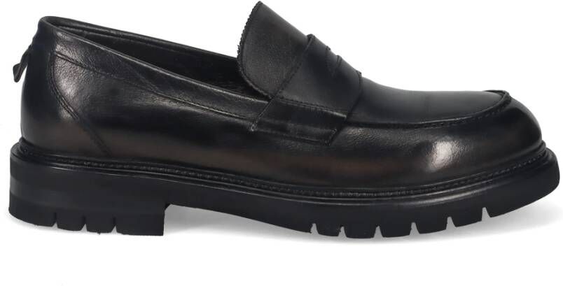 Calpierre Zwarte Leren Mocassin Schoenen Black Heren