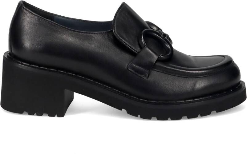 Calpierre Zwarte leren mocassins Black Dames