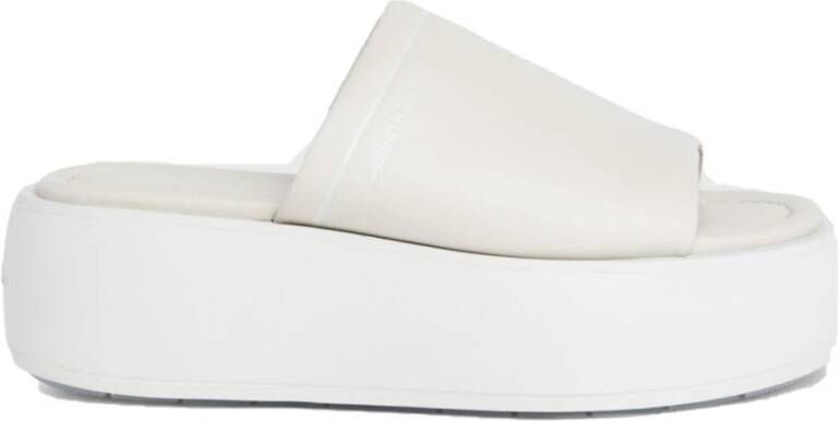 Calvin Klein Beige Flatform Slide Slippers Beige Dames