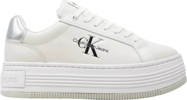 Calvin Klein Bright White Silver Low Lace Sneakers White Dames