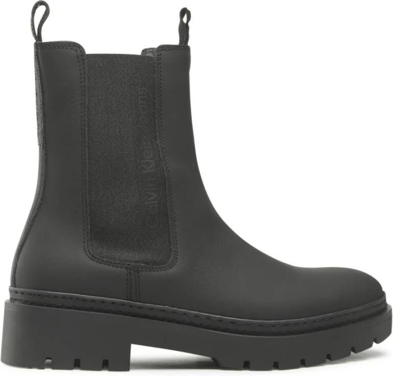 Calvin Klein Jeans Chelsea boots van leer met labeldetail model 'COMBAT HIGH'